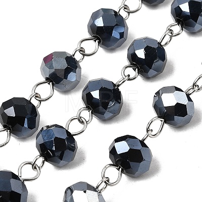 Handmade Rondelle Glass Beads Chains for Necklaces Bracelets Making AJEW-JB00120-07-1