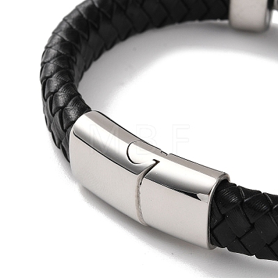 Men's Braided Black PU Leather Cord Bracelets BJEW-K243-18AS-1