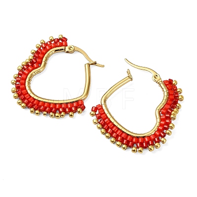 Glass Seed Hoop Earrings for Women EJEW-MZ00797-1