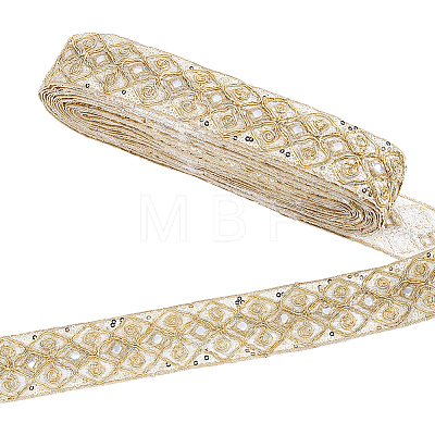 Ethnic Embroidered Polyester Sequins Trim Ribbon OCOR-WH0070-136D-1