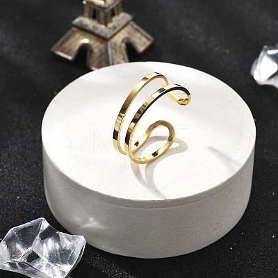 304 Stainless Steel Hollow Cuff Rings for Women RJEW-S395-01G-1