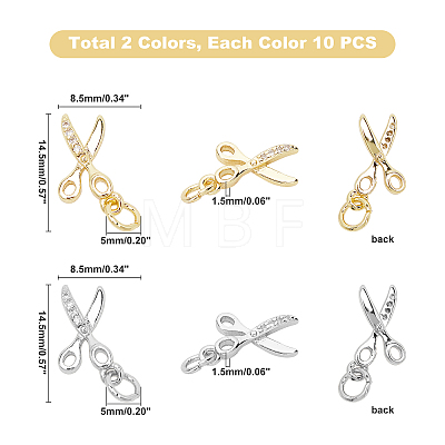   Brass Micro Pave Clear Cubic Zirconia Charms KK-PH0001-52-1