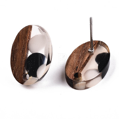 Resin & Walnut Wood Stud Earring Findings MAK-N032-004A-E01-1