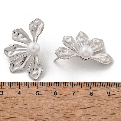 Brass Flower Stud Earrings EJEW-R016-05P-1