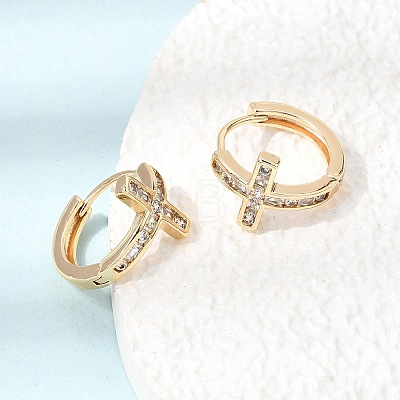 Brass Micro Pave Cubic Zirconia Hoop Earrings KK-CBACA55-18G-1