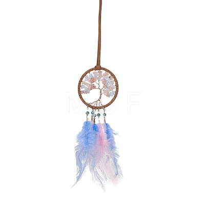Iron Woven Web/Net with Feather Pendant Decorations AJEW-B017-20-1