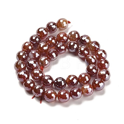 Electroplated Natural Agate Round Beads Strands G-L598-A01-03C-1