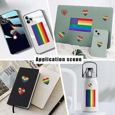 2 Roll 2 Style Stickers Roll and 8 Sheets 2 Style Rectangle with Rainbow Waterproof PVC Sticker DIY-FH0003-87-1