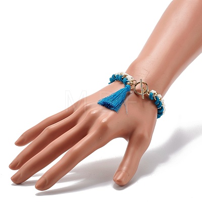 Polyester Tassel Charm Bracelet for Teen Girl Women X1-BJEW-TA00021-3-1