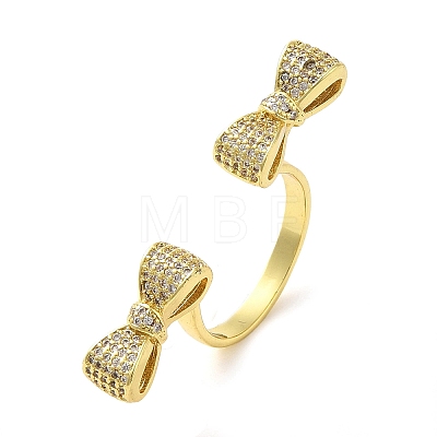 Brass Micro Pave Cubic Zirconia Cuff Rings RJEW-P102-04G-1