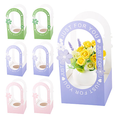 6 Sets 3 Colors Paper Flower Packing Baskets CON-TA0001-40-1
