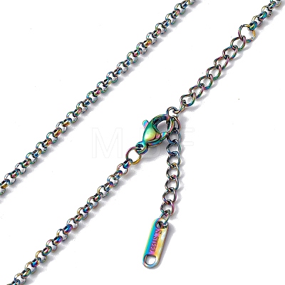 Ion Plating(IP) 304 Stainless Steel Rolo Chain Necklace for Men Women NJEW-K245-022D-1
