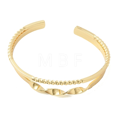 Brass Double Line Textured Cuff Bangles for Women KK-CBACA61-03G-1