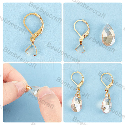 50Pcs 304 Stainless Steel Leverback Earring Findings with Pendant Bails STAS-BBC0001-52G-1