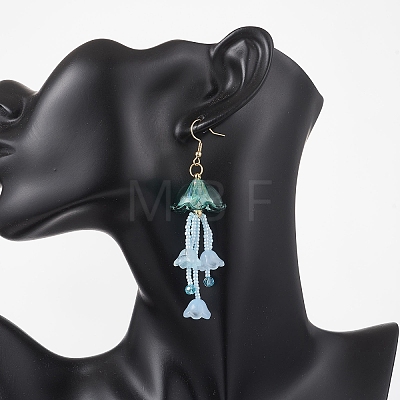 Jellyfish Acrylic & Glass Seed Bead Dangle Earrings EJEW-MZ00665-04-1