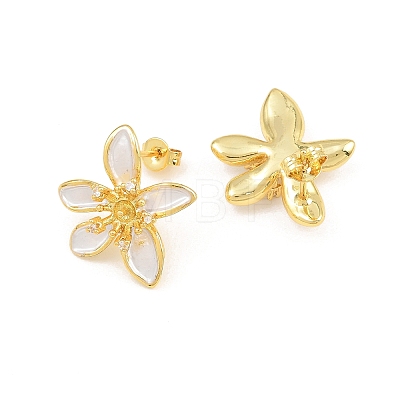 Brass Micro Pave Cubic Zirconia Stud Earring Findings CU-CBAA5EE-04G-03-1