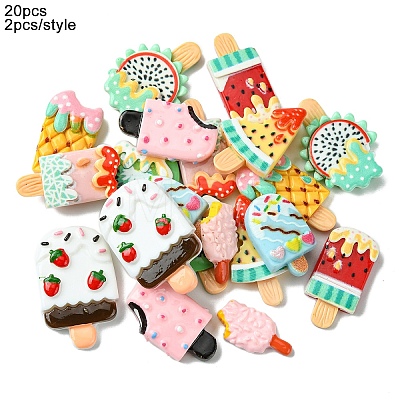 20Pcs 10 Styles Resin Cabochons CRES-YW0001-30-1