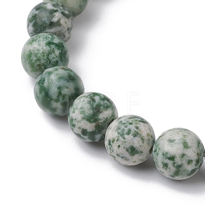 Natural Green Spot Jasper Round Beaded Stretch Bracelets for Women Men BJEW-JB11368-1