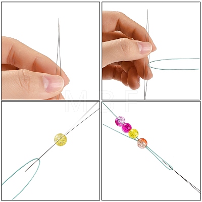 Iron Collapsible Big Eye Beading Needles ES001Y-S-45mm-01-1