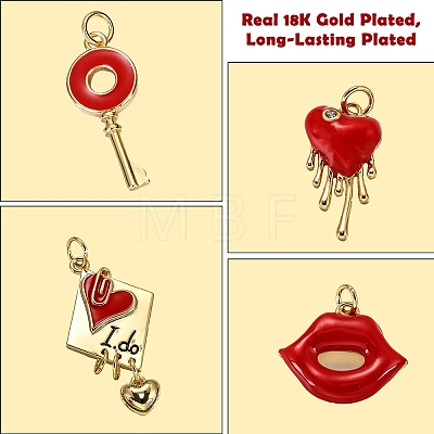 7Pcs 7 Style Brass Enamel Pendants KK-SZ0004-68-1