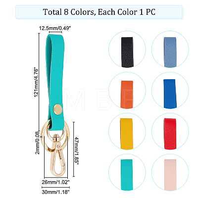 AHADERMAKER 8Pcs 8 Colors PU Leather Keychains KEYC-GA0001-20-1