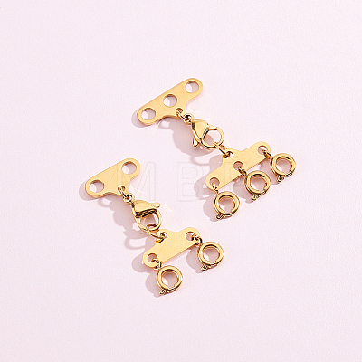 2Pcs 2 Styles Stainless Steel Necklace Layering Clasps FIND-BBC0005-10G-1