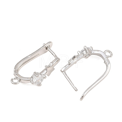 Brass Micro Pave Cubic Zirconia Hoop Earring Findings CU-CBAB5B4-08P-1