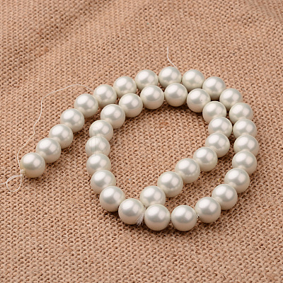 Polished Round Grade A Shell Pearl Bead Strands BSHE-M027-12mm-27-1