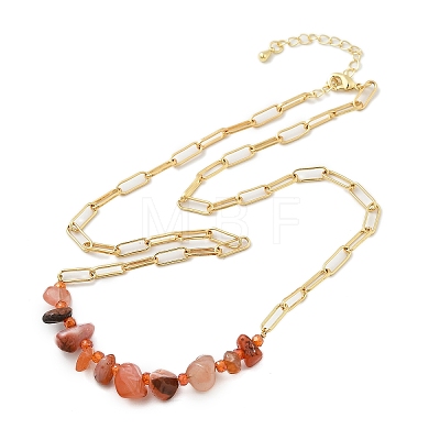 Natural Red Agate Chip Beaded Necklaces NJEW-C070-04G-01-1