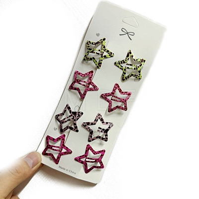 8Pcs Stars Alloy Snap Hair Clips for Girl PW-WG06244-02-1