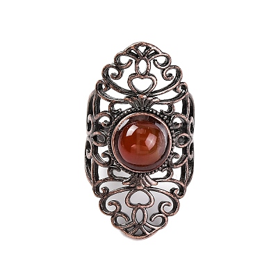 Natural Carnelian Retro Finger Rings RJEW-B067-02R-21-1