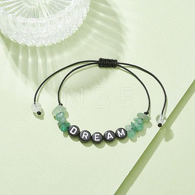 Natural Green Aventurine Chip Braided Bead Bracelets BJEW-JB09608-04-1
