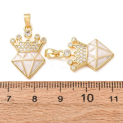 Brass Micro Pave Clear Cubic Zirconia Pendants CU-CBAF77A-01G-1