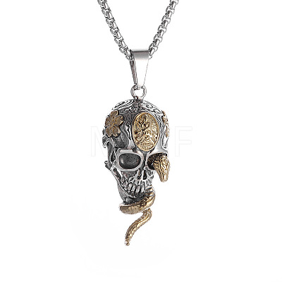 Snake Skull Alloy Gothic Pendant Box Chain Necklaces FS-WG2281F-01-1