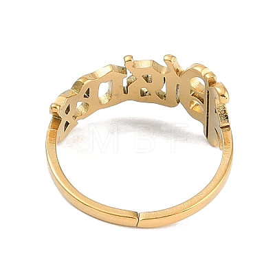 Ion Plating(IP) 304 Stainless Steel Constellation Open Cuff Ring for Women RJEW-C097-01G-12-1