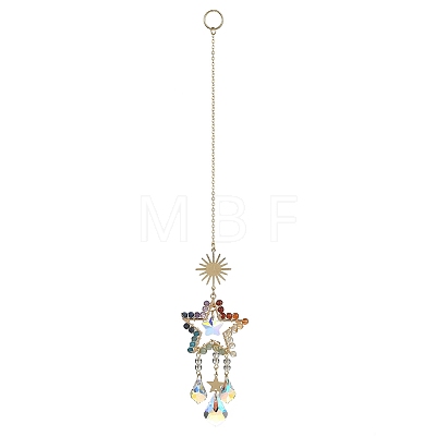 Chakra Gemstone Beads Pendant Decorations HJEW-JM01152-02-1