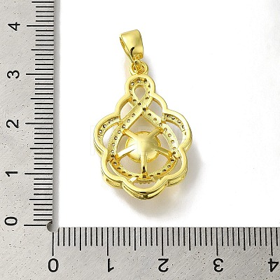 Rack Plating Brass Micro Pave Clear Cubic Zirconia Pendant Settings KK-H485-02G-1