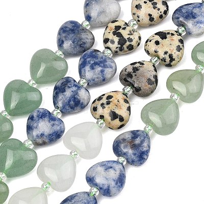 Gradient Color Natural Quartz & Dalmatian Jasper & Blue Spot Jasper & Green Aventurine & Picture Jasper Beads Strands G-B185-A02-1