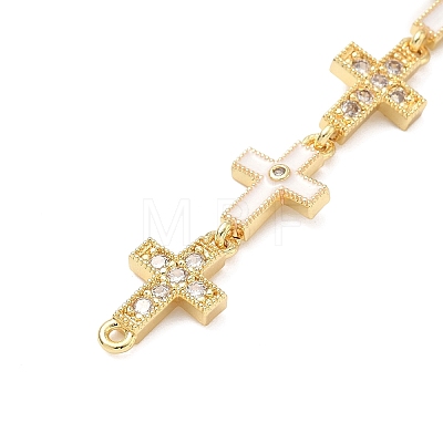 Brass Micro Pave Clear Cubic Zirconia 5 Cross Links Connector Charms KK-H539-15G-01-1
