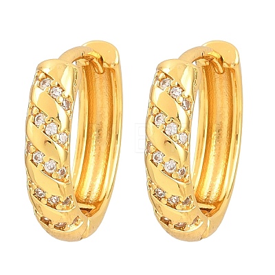 Brass Micro Pave Clear Cubic Zirconia Hoop Earrings for Women EJEW-T058-01B-G-1