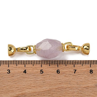 Rack Plating Brass and Amethyst Flod Over Clasps KK-B103-05G-01-1