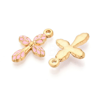 304 Stainless Steel Enamel Pendants STAS-N124-18G-1