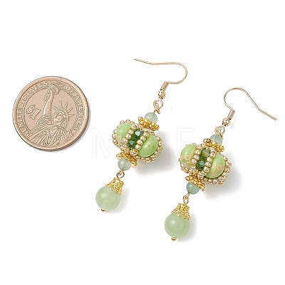 Lantern 304 Stainless Steel Synthetic Imperial Jasper Dangle Earrings EJEW-MZ00609-03-1