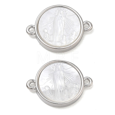 Rack Plating Brass & Natural White Shell Connector Charms SH-CBA6629-33P-1