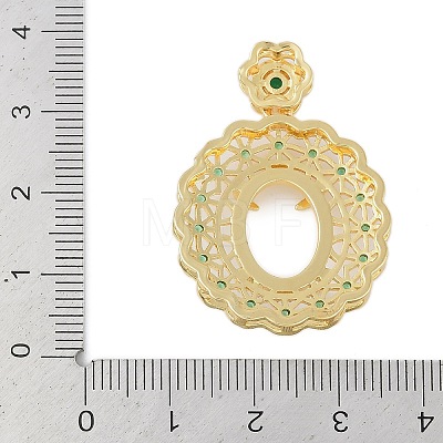 Oval Brass Micro Pave Cubic Zirconia Pendant Cabochon Settings KK-U026-03G-1