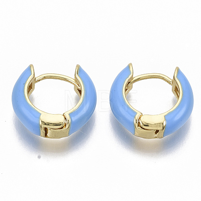 Brass Huggie Hoop Earrings EJEW-S209-01B-1