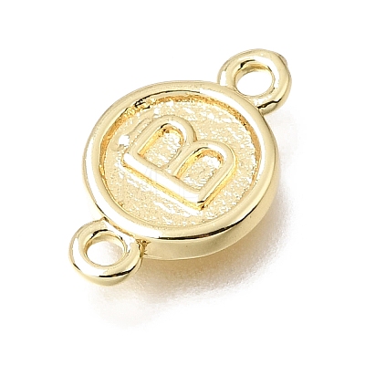 Brass Disc with Initial Links Connector Charms KK-E802-36G-B-1