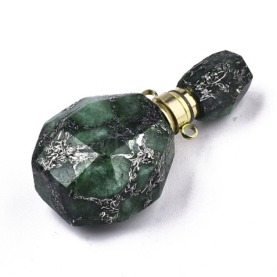 Assembled Synthetic Pyrite and Imperial Jasper Openable Perfume Bottle Pendants G-R481-14B-1