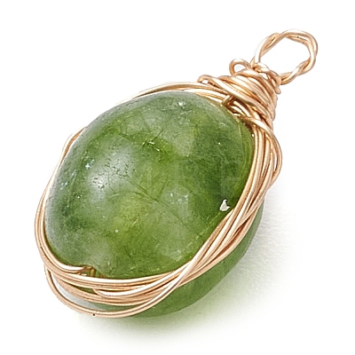 Dyed Natural Malaysia Jade Copper Wire Wrapped Pendants PALLOY-JF02879-1