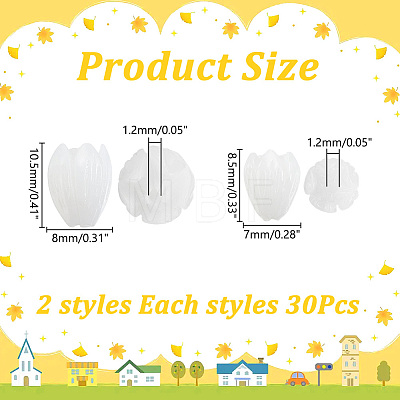 60Pcs 2 Styles Opaque Resin Beads RESI-WR0001-21-1